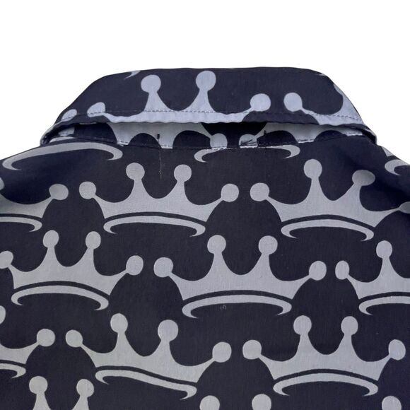 JNCO JEANS Shirt Men’s M Black Gray Crown Skulls Flames Tribal AOP Y2K Skater - Picture 9 of 11